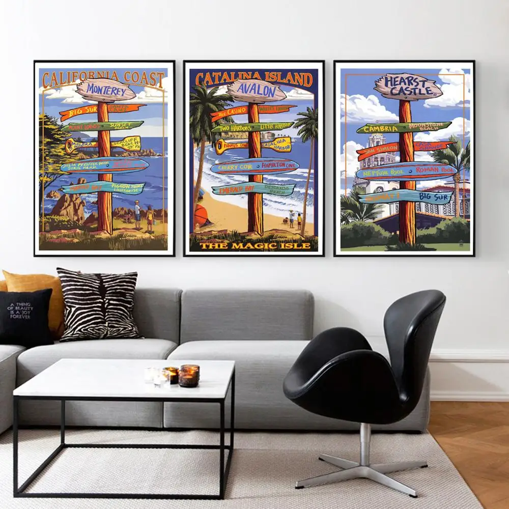 Винтажный постер для путешествий постеры с надписью Калифорния крафт плакаты