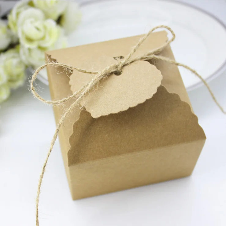 100 шт. новые коробки для конфет из крафт бумаги свадебных торжеств подарочные