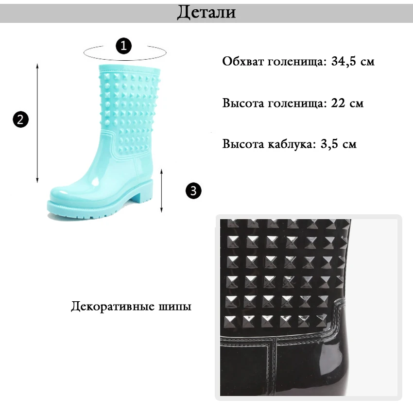 DRIPDROP/резиновые сапоги для дождя; Модные женские красочные резиновые сапоги с заклепками; нескользящая водонепроницаемая обувь для девочек