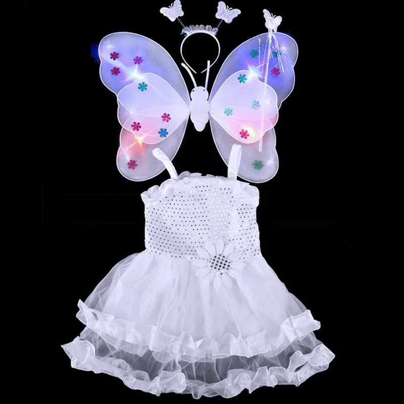 4 шт./комплект Детский костюм принцессы с крыльями бабочки | Тематическая одежда и