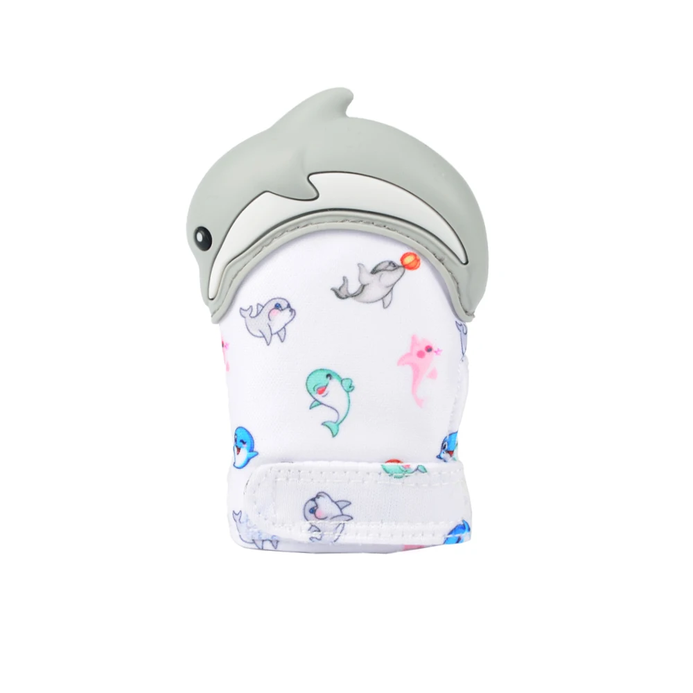 lightgrey dolphin Силиконовые ювелирные изделия Упаковка перчатка для режущихся зубов Прорезыватель перчатка панда животных обертка звук Прорезыватель для малышей детские подарки - Цвет: lightgrey dolphin