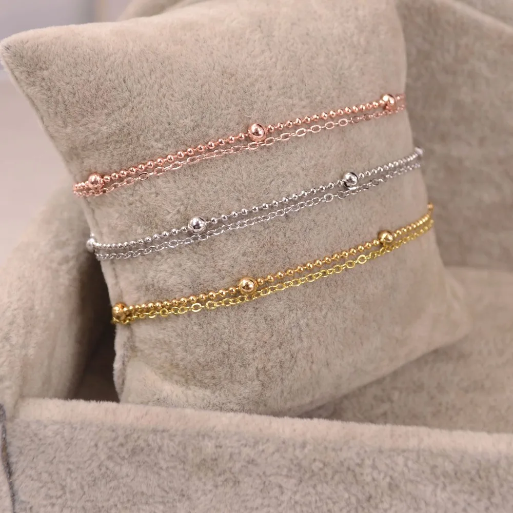Новое поступление браслет на ногу женский ножной золото розовое серебро 2 слоя