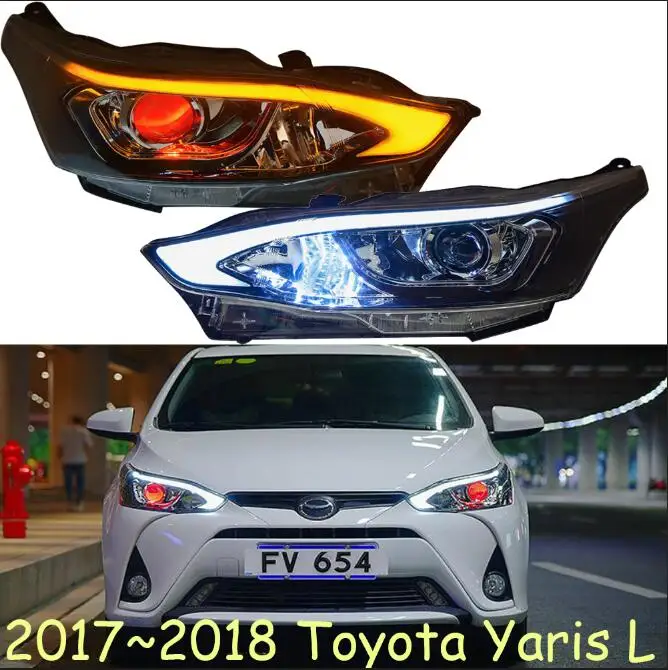 picture Одна пара автомобилей Стайлинг Для Yaris фар года DRL hid лампы Биксеноновые линзы hi lo луч парковка противотуманная фара yaris головной свет - Color: picture