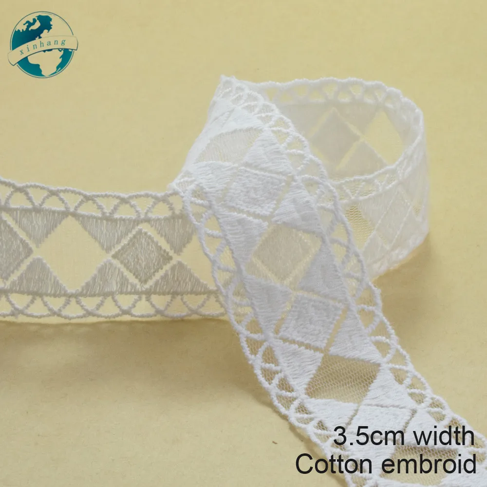 

10yards 3.5cm white lace cotton embroidery lace french lace ribbon fabric guipure diy trims warp knitting sewing Accessories2882