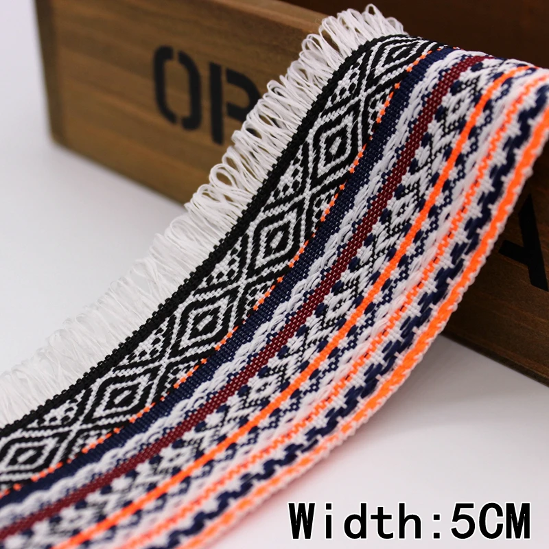 5yards/lot 5CM national tassel jacquard webbing Embroidery Ribbon DIY Handmade Sewing Material Accessories National Style lace | Дом и сад