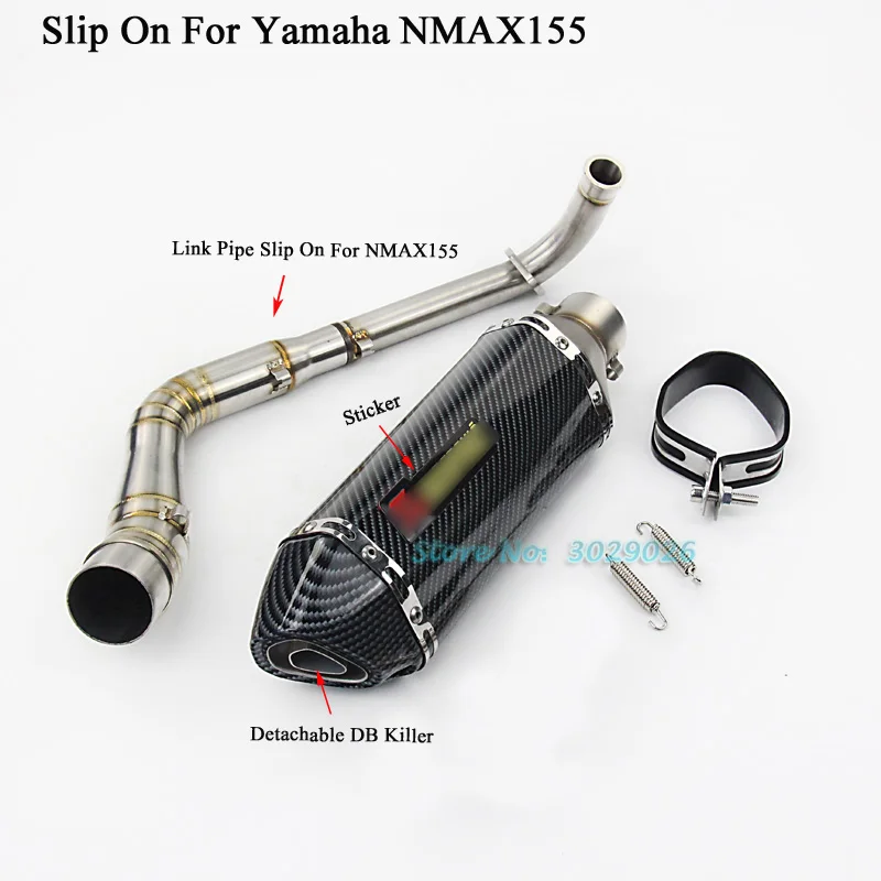 NMAX155 слипоны полный Системы для Yamaha NMAX 155 мотоцикл изменение глушитель набор с передней Разъем Link трубы Стикеры