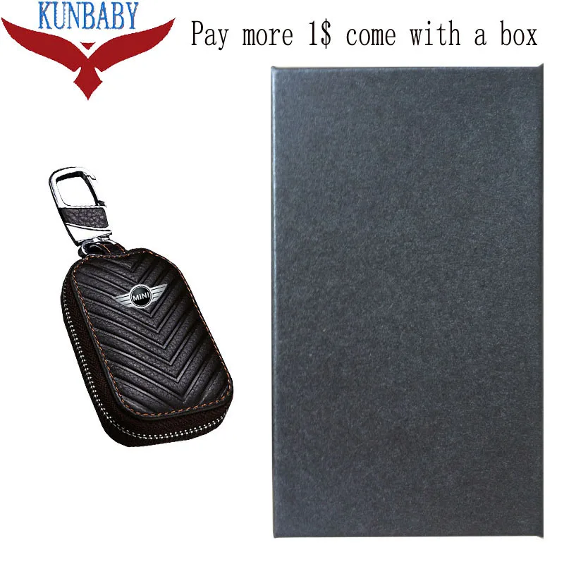 Coffee with box KUNBABY Новое поступление, сумка из натуральной кожи, чехол для ключей, кошельки, Модные Женские ключницы, держатели Carteira для Mini Cooper - Название цвета: Coffee with box