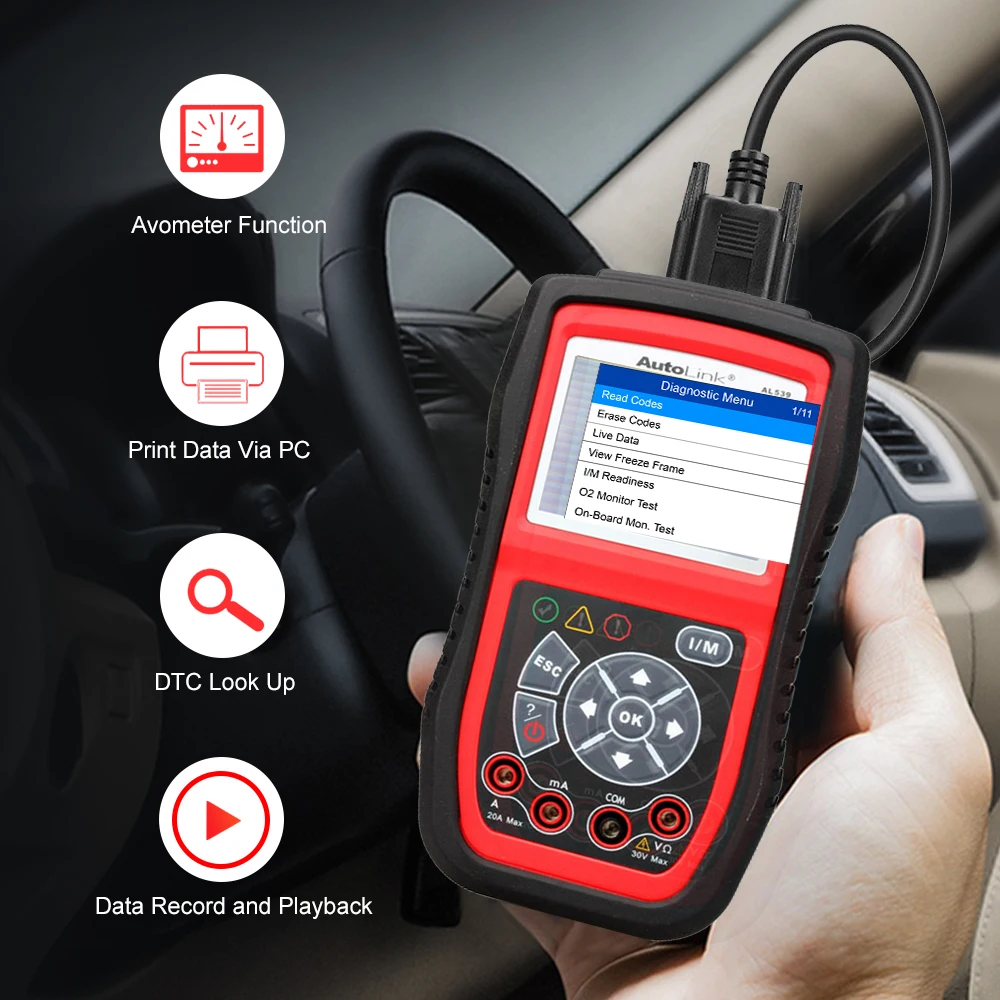 Autel Автоссылка AL539B OBDII сканер Автомобильный Электрический тестовый Инструмент OBD 2 Автомобильный диагностический код считыватель тест батареи er PK al539