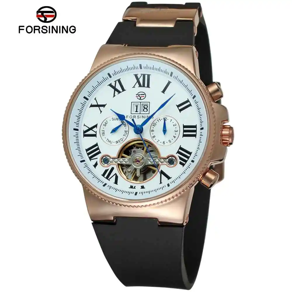 F005602 Forsining Tourbillon Для мужчин S Часы Армия Спорт часы Мужской Топ бренд класса люкс Скелет Часы автоматические механические Для мужчин часы подарок 056 - Цвет: F005602