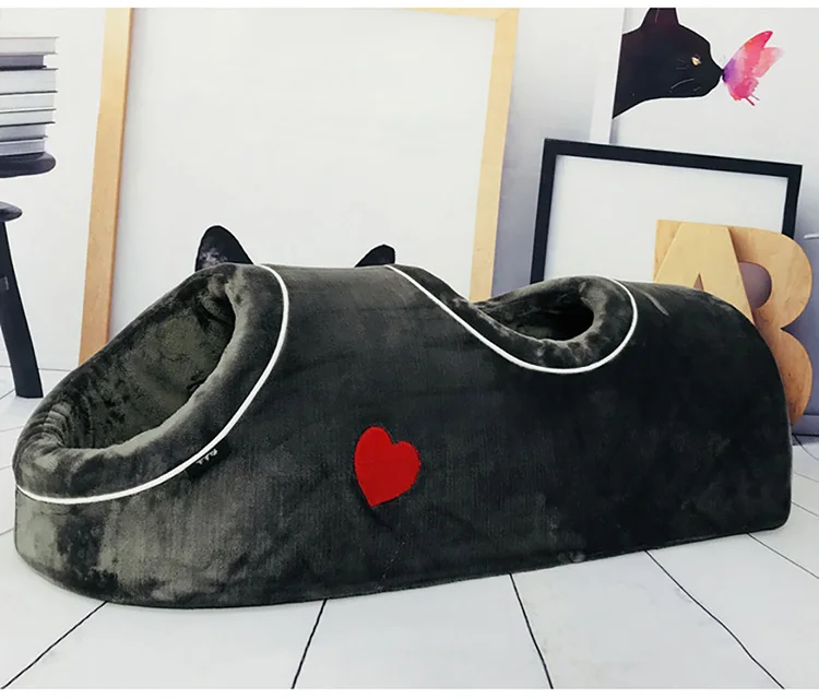 Petshy кошки кровати дом Забавный Pet туннель для кошек 2 отверстия играть трубы мягкая теплая маленькая собака кровать коралловый флис удобный питомца щенка гнездо