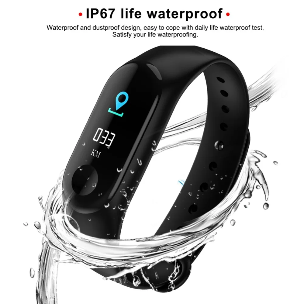 Hangrui M3 плюс смарт браслет крови Давление монитор спортивные Водонепроницаемый