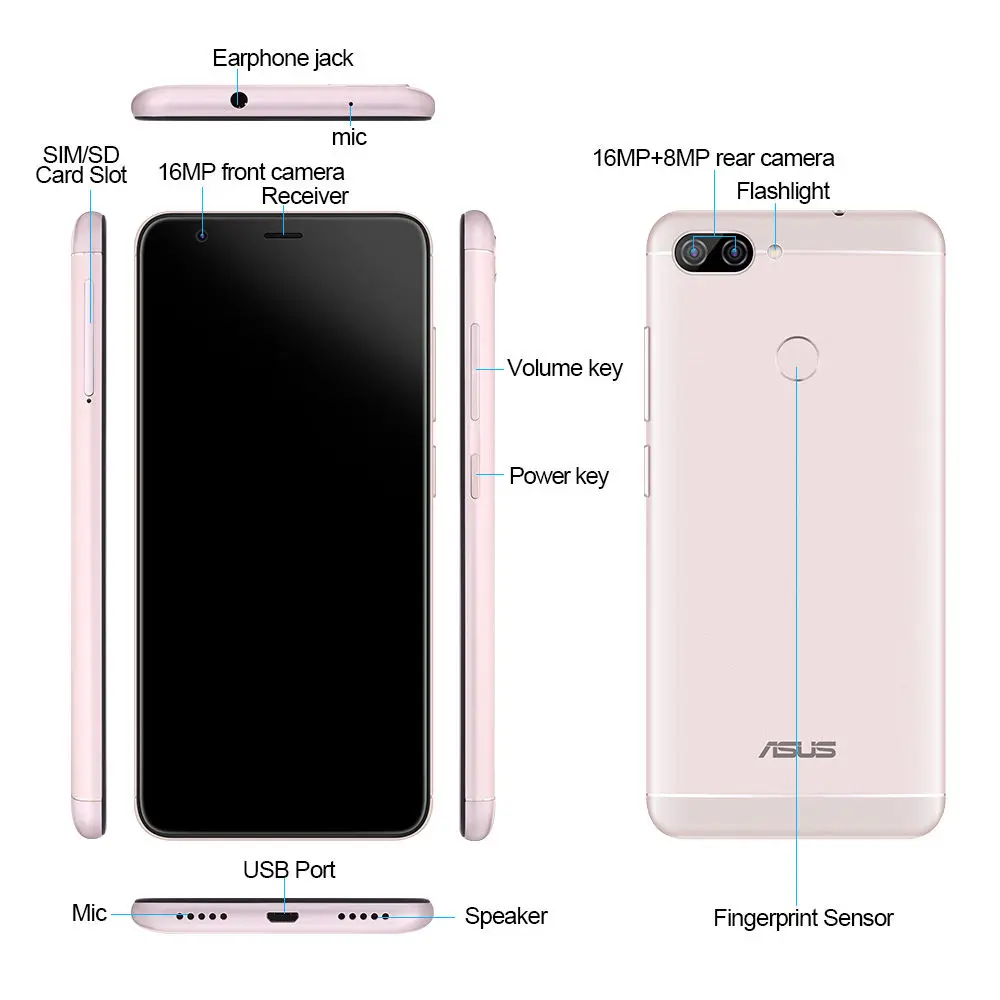 Мобильный телефон Asus Zenfone Max Plus(M1) 5,7 дюймов, 18:9 FHD+ 4 ГБ, 64 Гб ПЗУ, восьмиядерный смартфон MT6750T, 4130 мАч, OTG, Android