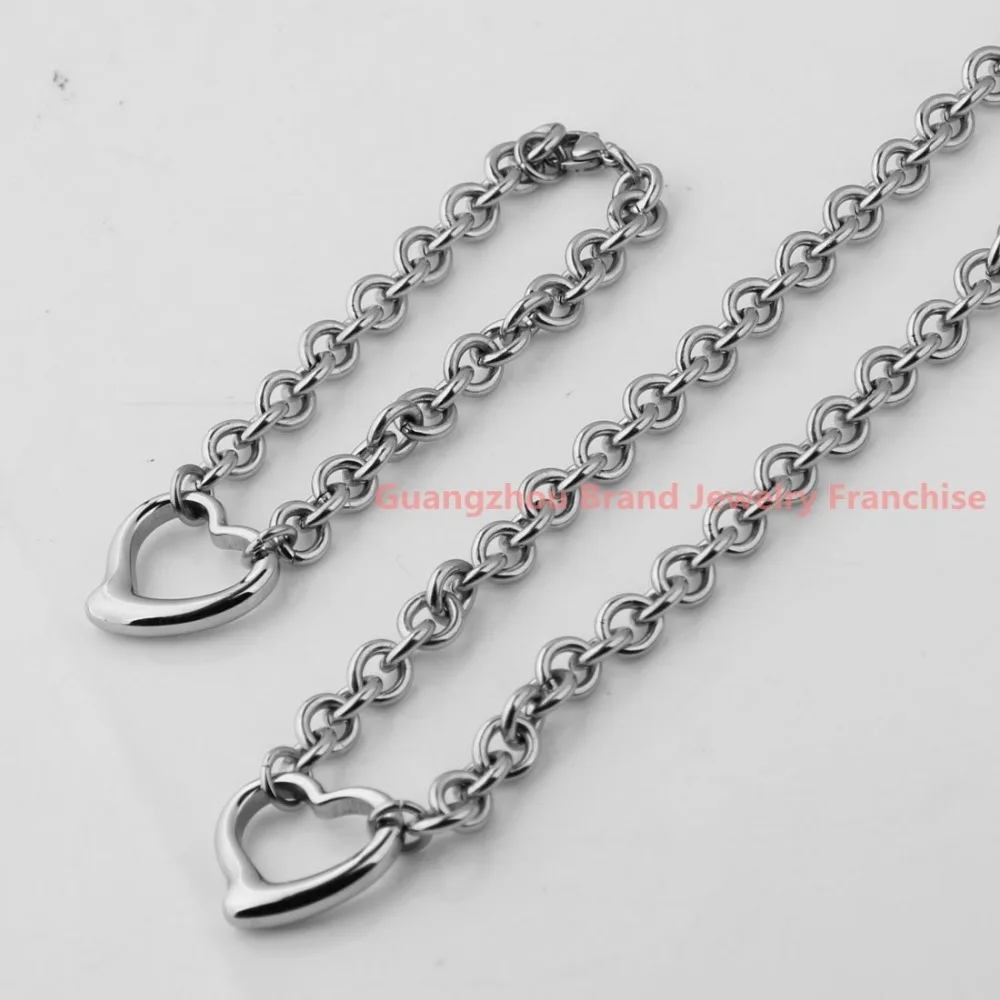 Ювелирный Набор для женщин 18 &quotожерелье + 8&quot браслетов серебряный цвет сердца