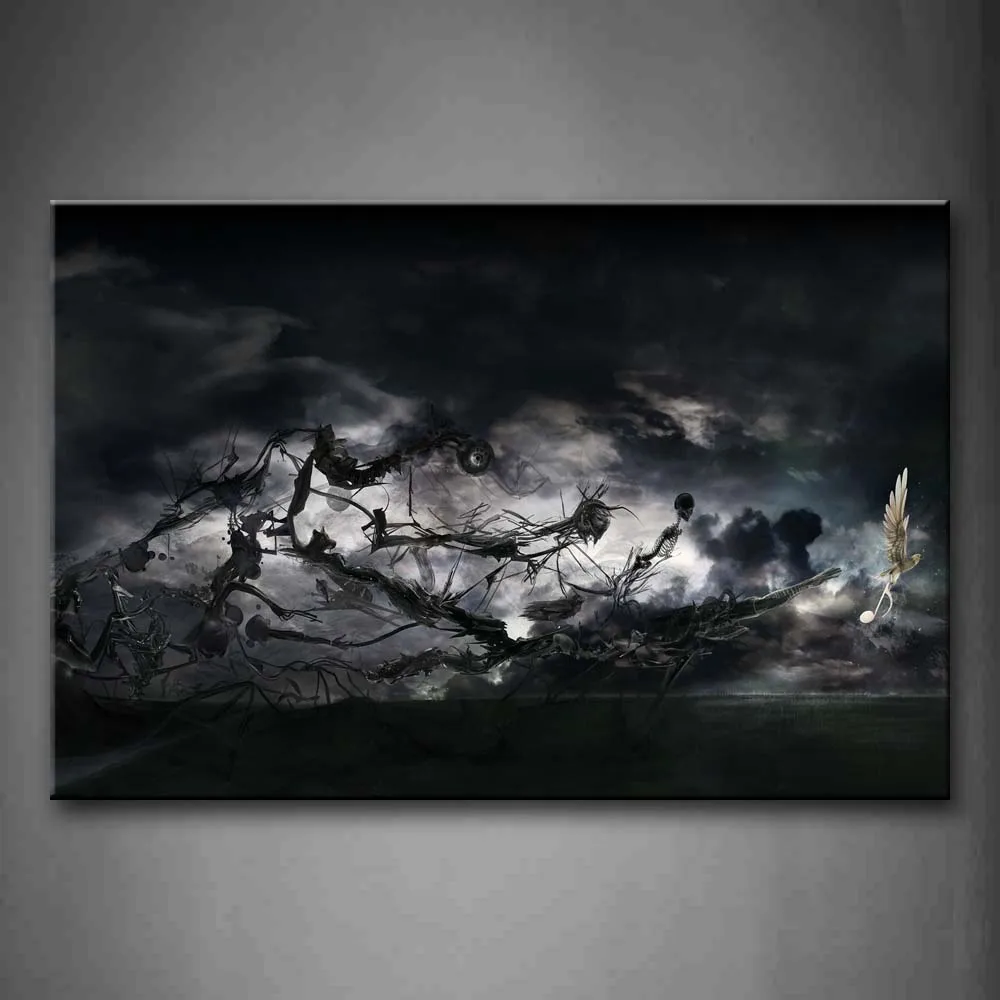 Framed Wall Art Pictures Abstract Ink Painting Canvas Print Music Posters With Wooden Frames For Home Living Room Decor | Дом и сад