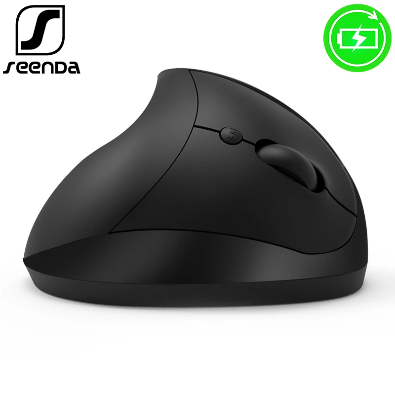 Rechargeable SeenDa Вертикальная Перезаряжаемые Беспроводной Мышь 2,4 ГГц Беспроводной эргономичный Мышь 800/1200/1600 Точек на дюйм USB мыши для портативного компьютера - Цвет: Rechargeable