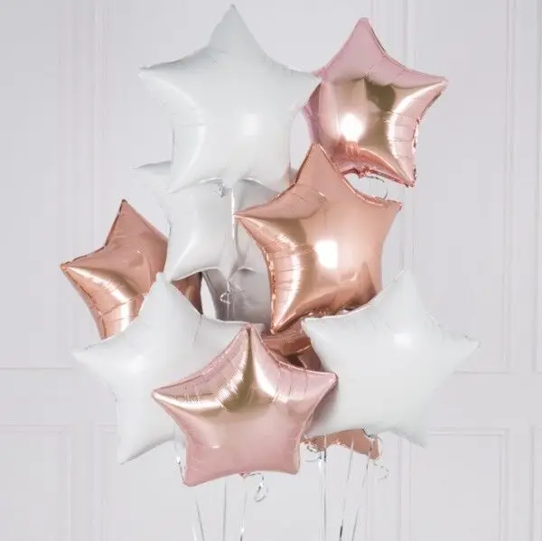 10 шт. детский душ Globos 18 дюймов Белый розовое золото Звездные гелиевые фольгированные шары Девочка День рождения 1st вечерние Принадлежности Декор чистый цвет - Цвет: rose gold white
