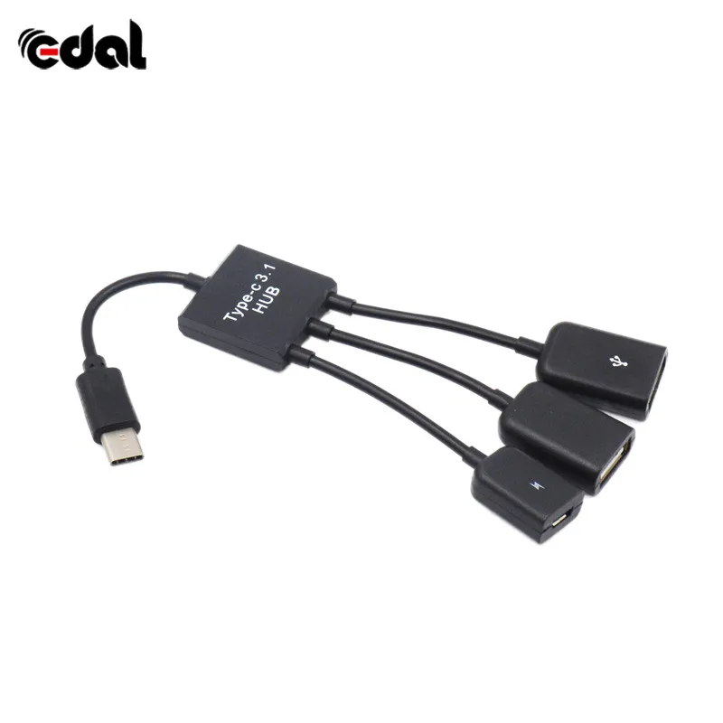 Новый OTG USB концентратор разъем сплиттер 3 порта Type C Зарядка питания кабель для