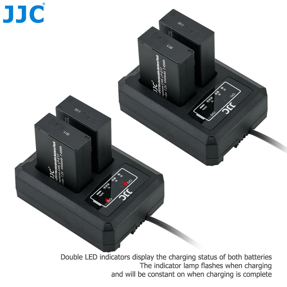 JJC USB двойное зарядное устройство для Canon LP-E17 LPE17 на камеру EOS M5 M6 Mark II M6 M3 77D 800D 760D 750D заменяет LC-E17C LC-E17