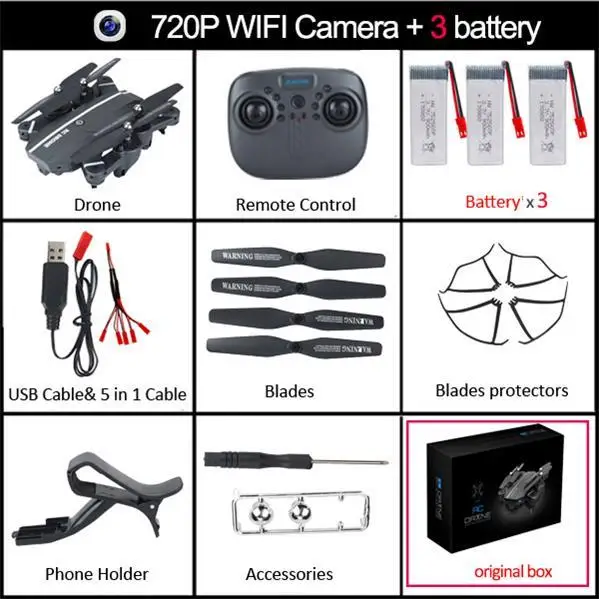 2mp wifi cam 3 BAT 8807 Вт 8807 Elfie Дрон мини складной селфи Дрон с HD камерой дроны WiFi FPV Квадрокоптер RC вертолет visuo Xs809hw x101hw - Цвет: 2mp wifi cam 3 BAT