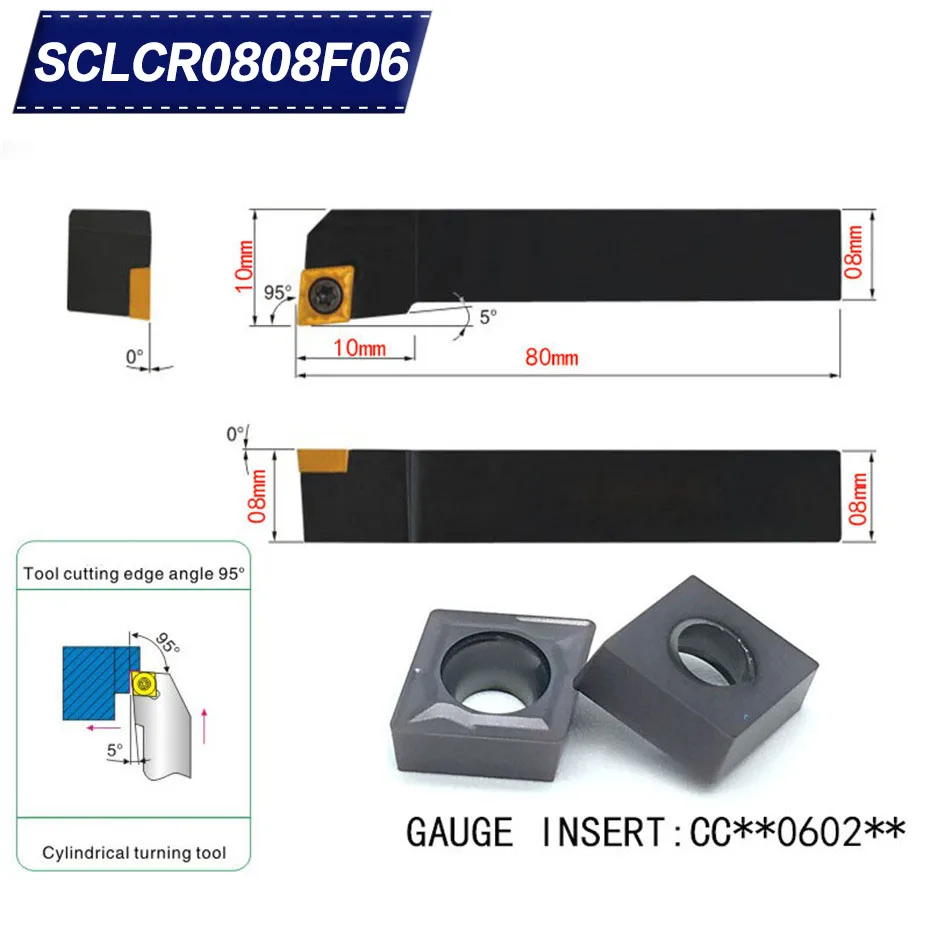 SCLCR0808F06 95 градусов Внешний поворотный держатель инструмента для CCMT060204