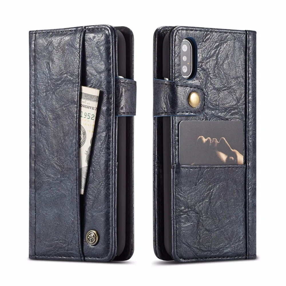Роскошный старинный кожаный чехол для Coque iPhone X случай 3 держателя карты Vintage