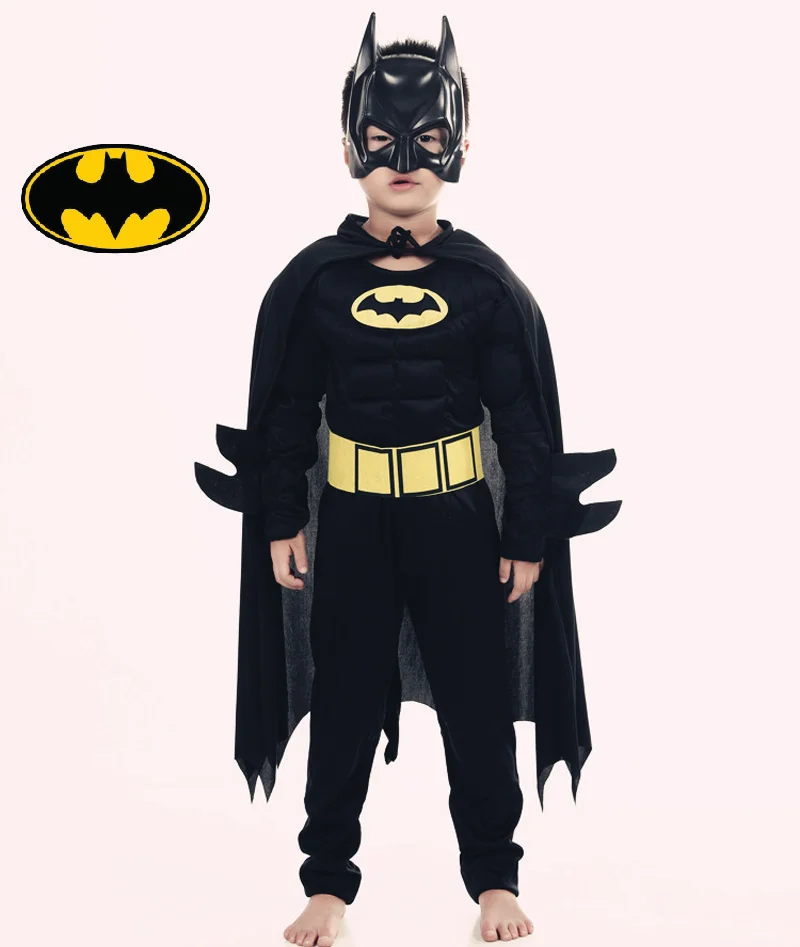 Хорошее качество костюм Бэтмена косплей для клевые Детские супергероя комплект