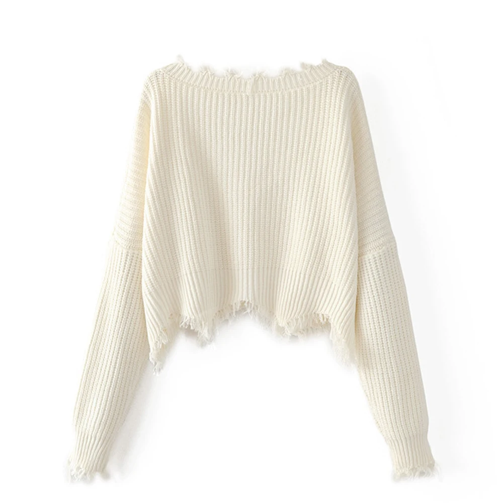 Autumn Winter Sweater Women 2019 V Neck Solid Warm Oversized Long Sleeve Casual Pullover Loose Tassel Knitted Sweaters | Женская одежда