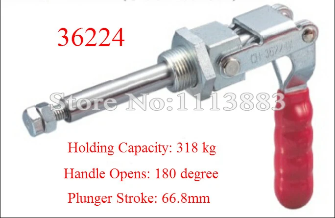 Нажимной рычажный зажим 36224 удерживающая способность 318 кг ход плунжера 66 8 мм