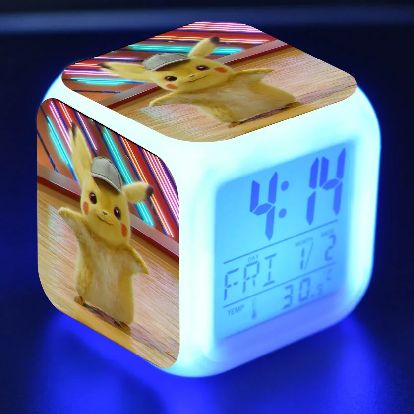 14 Цифровой Детский будильник Led reloj despertador мультфильм детектива Пикачу игрушки красочные светящиеся wekker настольные часы wake up светильник - Цвет: 14
