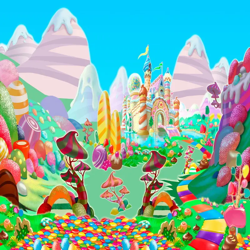 Красочные конфеты тема Candyland замок горы фото Фон фотографии фонов качество