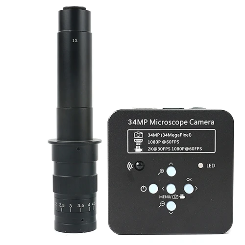 1080P 60FPS 2K 34MP 100X 180X 300X C Mount Lens Lab HDMI USB промышленный электронный цифровой видео микроскоп камера PCB пайка - Цвет: with 300x lens