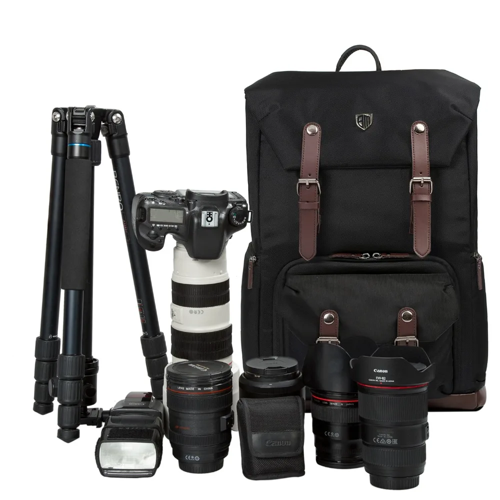 BAGSMART холщовая и кожаная Ретро сумка для камеры NATIONAL GEOGRAPHIC NG5070 рюкзак Черный