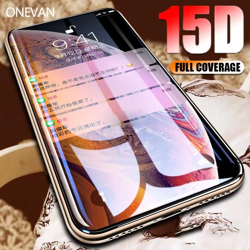 15D защита экрана с закругленными краями закаленное стекло для iPhone 7 8 6 6s Plus защитное стекло на iPhone X XS Max XR пленка 10