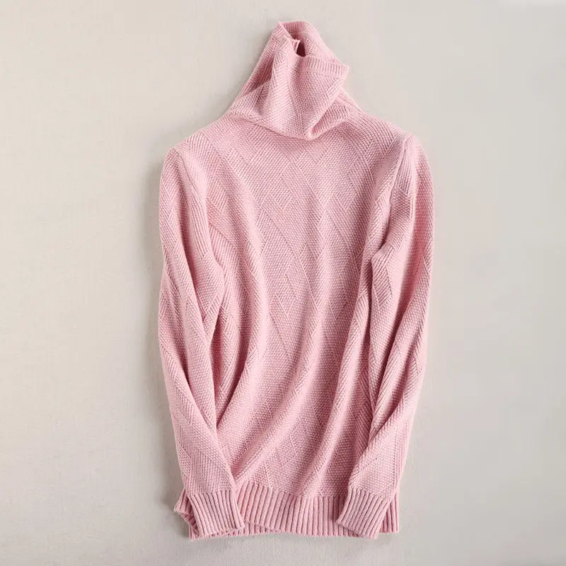 pink Smpevrg кашемировый свитер, женский зимний толстый пуловер с высоким воротом, женский свитер и пуловер, Женский вязаный джемпер, Женский пуловер - Цвет: pink
