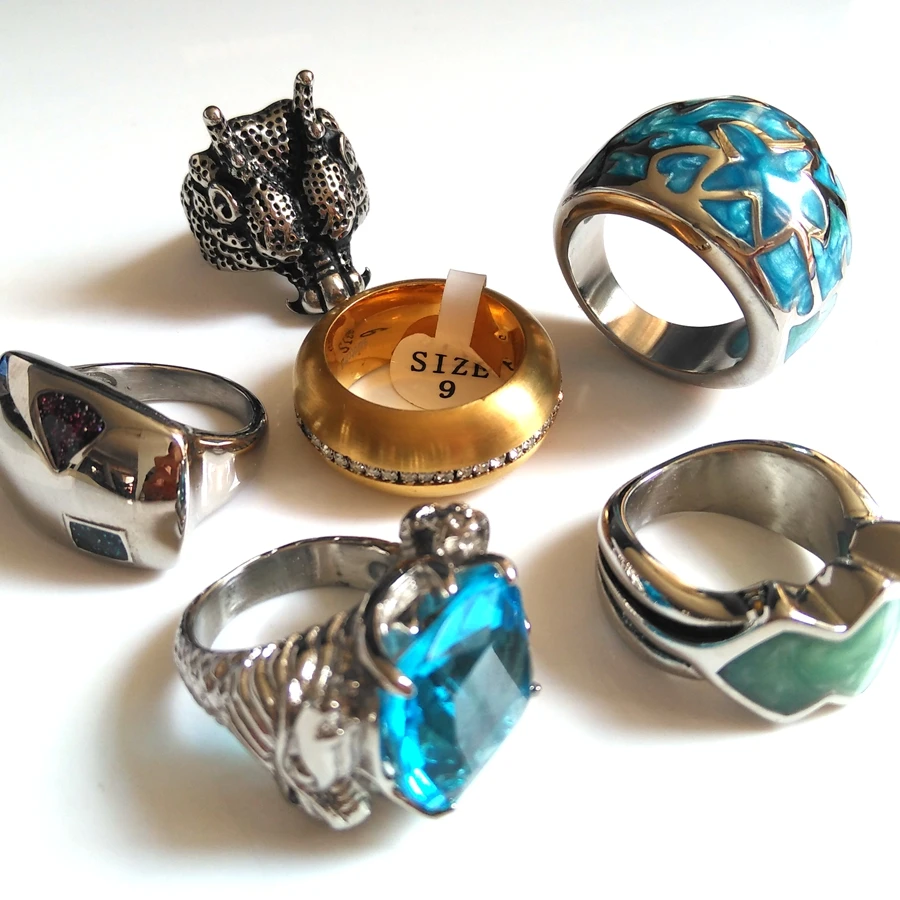 10 шт. стильные смешанные тяжелые большие байкерские мужские кольца женские литые