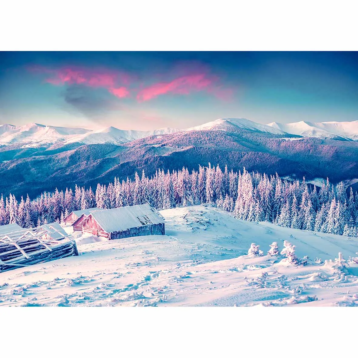 Allenjoy Новые поступления фоны для фотосъемки огня Yunshan снег Зимний дом лес фон