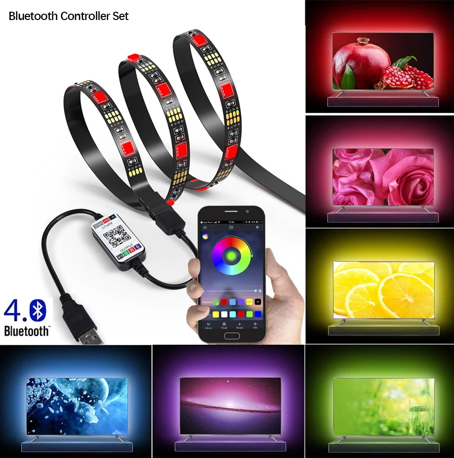 5V USB Светодиодные ленты 5050 RGB Светодиодные ленты светильник Bluetooth Wifi музыкальная полоса IP65 Гибкая светодиодный лента ТВ фон светильник Инж