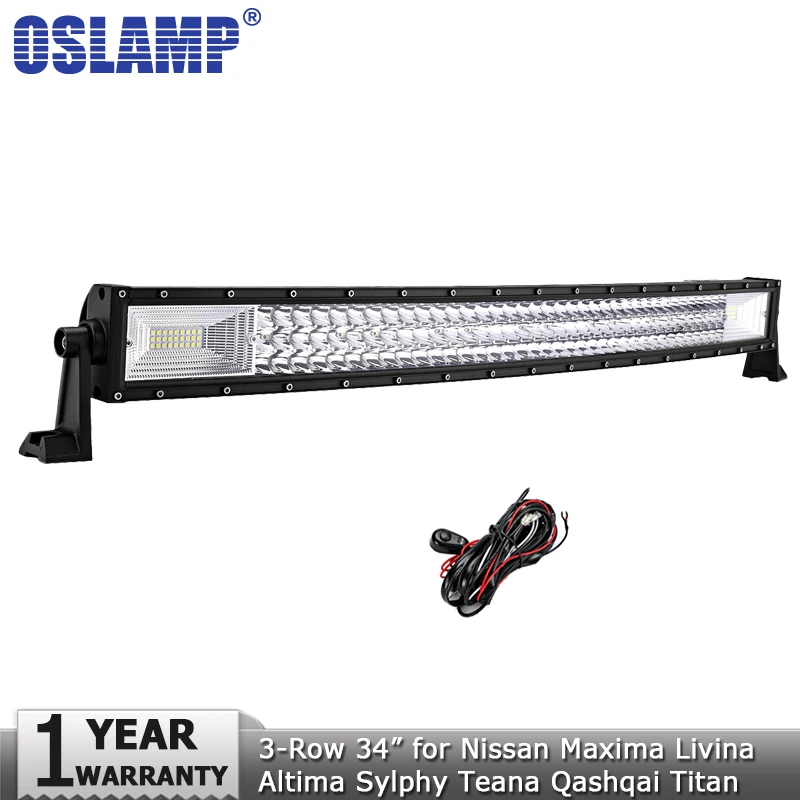 Oslamp 34 дюйма 486 Вт 3 РЯД изогнутый СВЕТОДИОДНЫЙ светильник бар Offroad светодиодные