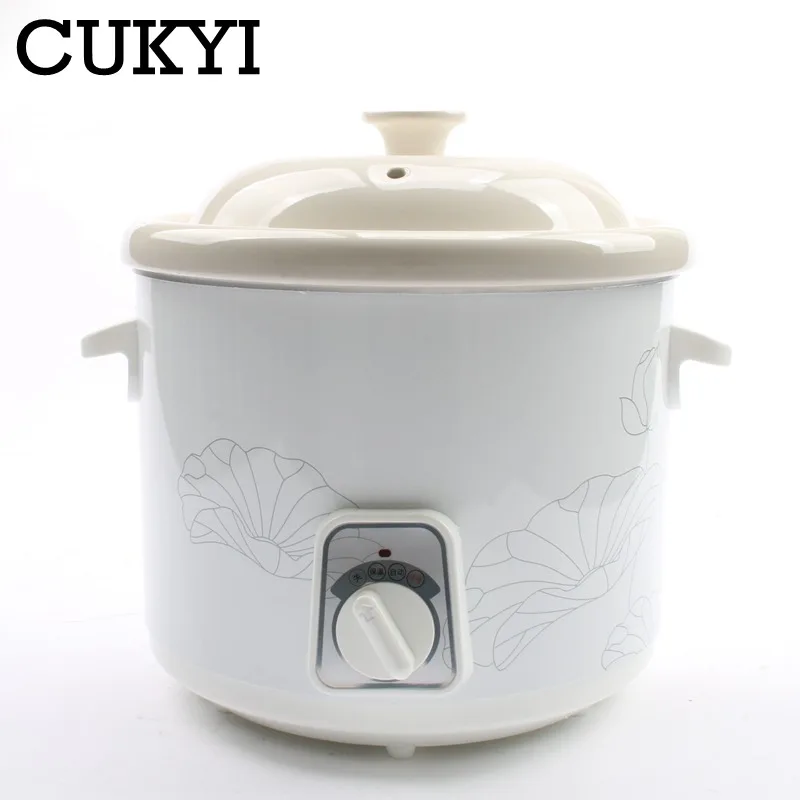 Белый CUKYI 3.0L многофункциональная электрическая плита, 215 Вт, мультиварка, s тушеная еда, керамическая подкладка, для приготовления каши, для здоровья, мультиварка - Цвет: Белый