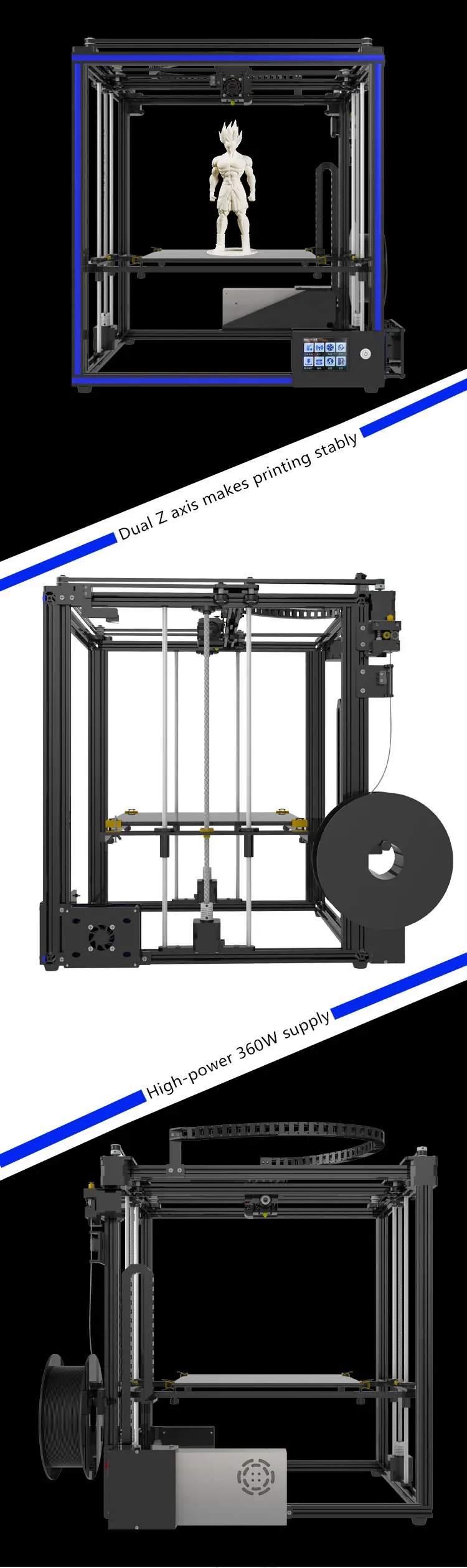 Tronxy X5SA 3d принтер DIY набор металлический 3,5 дюймов сенсорный экран Высокая точность автоматическое выравнивание PLA нити в подарок