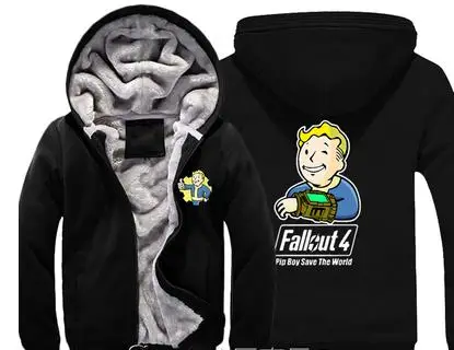 style2 Игра Fallout 4 Hoodie Pin Boy Save The World принт на молнии Кардиган Толстовка супер теплое плотное флисовое пальто для мужчин и женщин - Цвет: style2