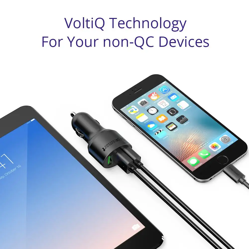 Tronsmart C3PTA автомобильное зарядное устройство USB 3 usb порта Быстрая зарядка 0 VoltiQ