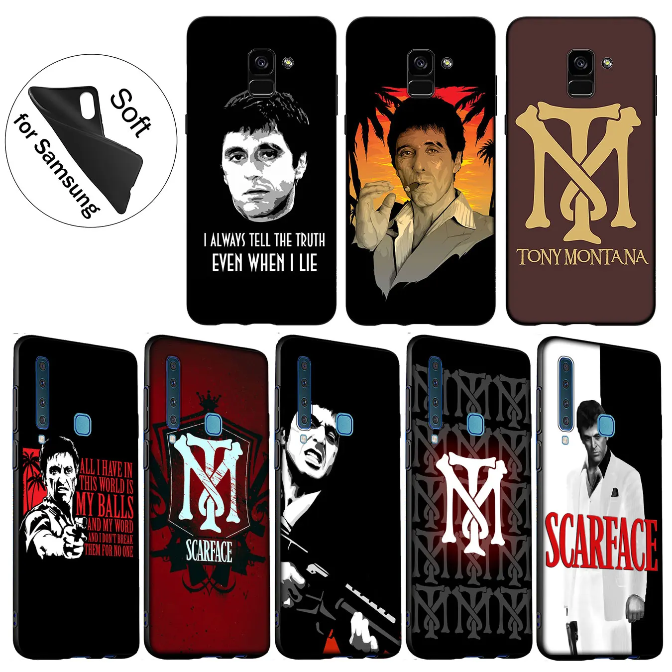 Scarface Тони Монтана роскошный высокий протектор на конце чехол для Samsung Galaxy A6 A9 A8 A7