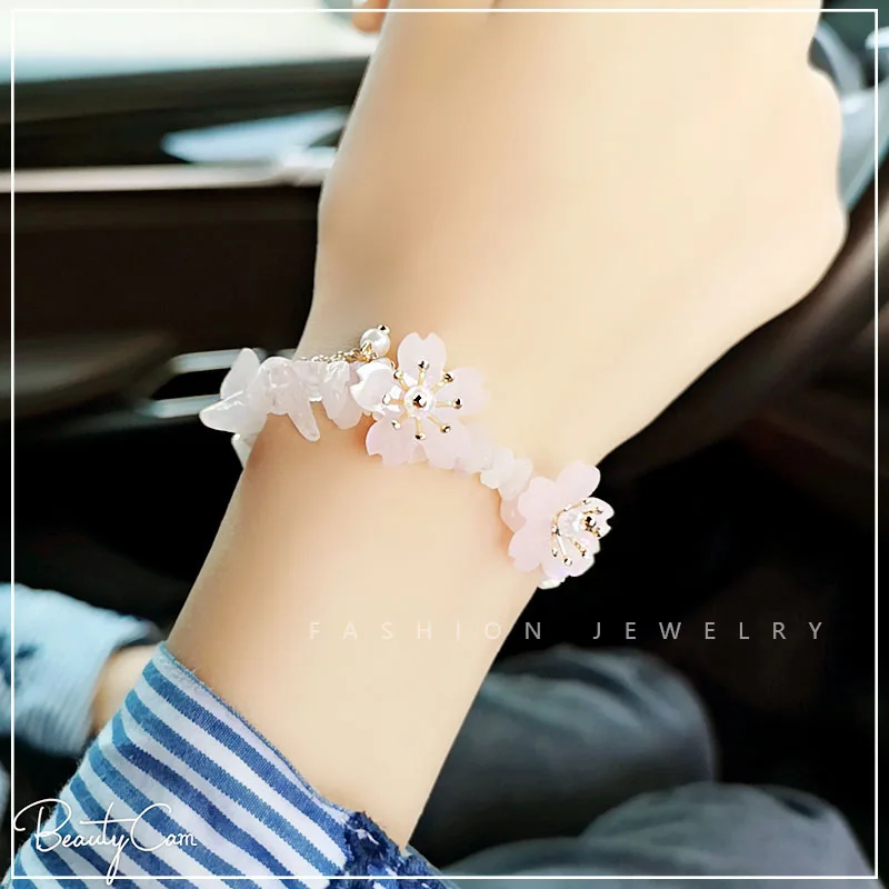 Новинка изящные браслеты Timlee B018 с цветком вишни и искусственным жемчугом модные