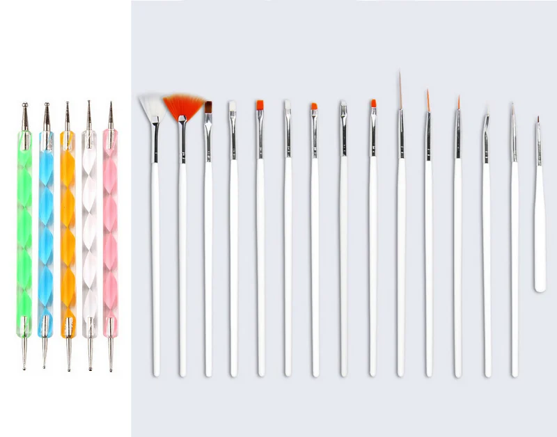 Nail Set24 White Addfavor для украшения ногтей, раскрашивающая ручка для красоты, набор кистей для ногтей, Гель-лак, кисть для рисования, точечный инструмент, педикюр, маникюрный набор для макияжа - Цвет: Nail Set24 White
