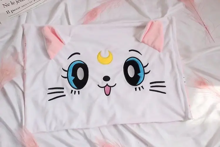 Сейлор Мун мультфильм Луна кошка форма плюшевые мягкие животные милый одиночный студенческий спальный чехол для подушки креативный плюшевый чехол для подушки кукла