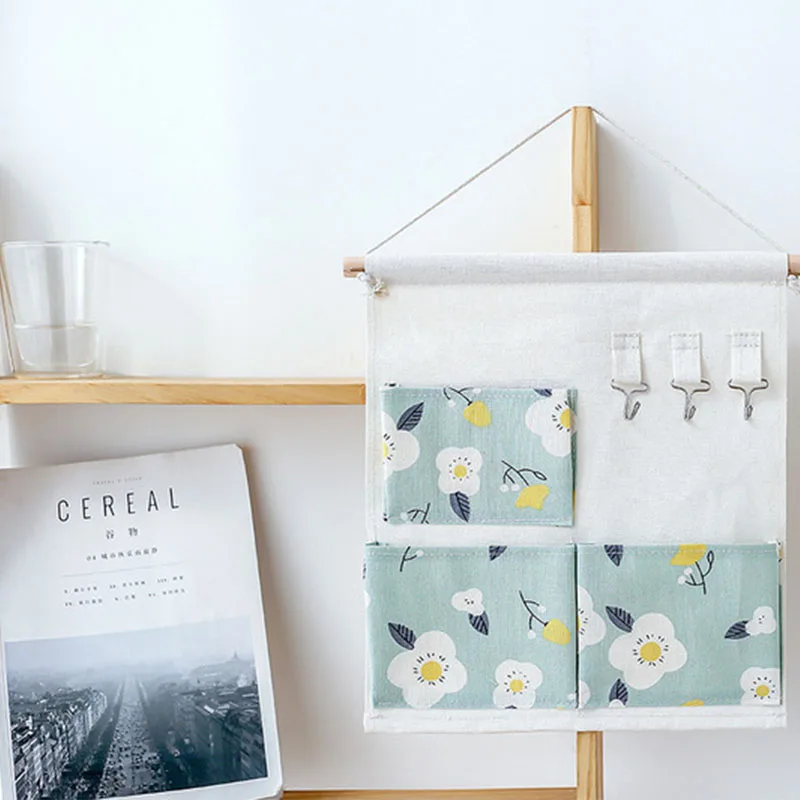 Millet Пшеница мультфильм ткань настенный 3 кармана с крючками для замены ключей