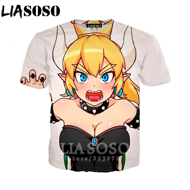 LIASOSO летняя Новинка мужская и женская модная толстовка 3D принт видео игра Bowsette