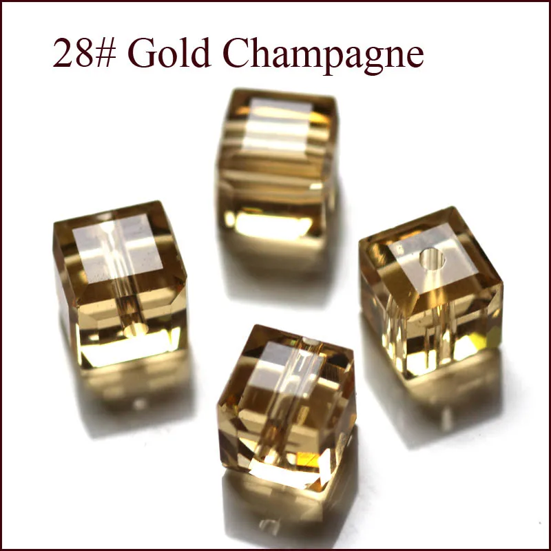 gold champagne 30fa 100 шт./пакет 4 мм 6 мм 8 мм кристалл бусины грановитая квадратной формы куб широкий бусины в ювелирное дело многоцветные - Цвет: gold champagne