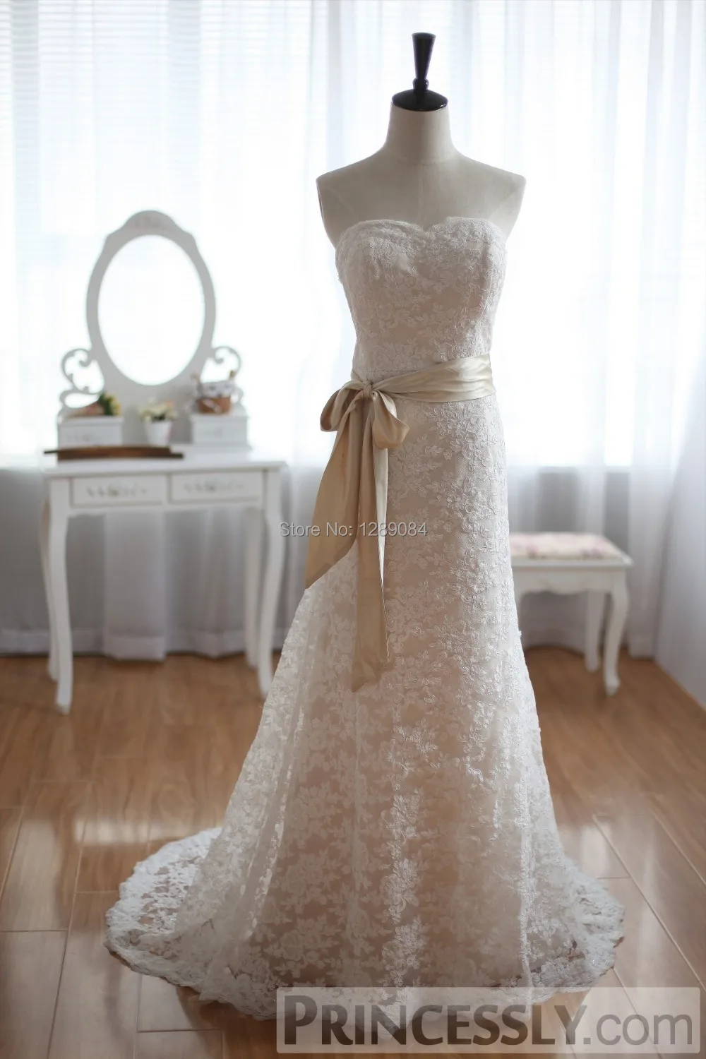 Real Picture Mermaid Sweetheart Sleeveless Court Train Bow Sashes Ivory Satin Vintage Lace Wedding Dresses Bridal Gowns 2015 | Свадьбы и